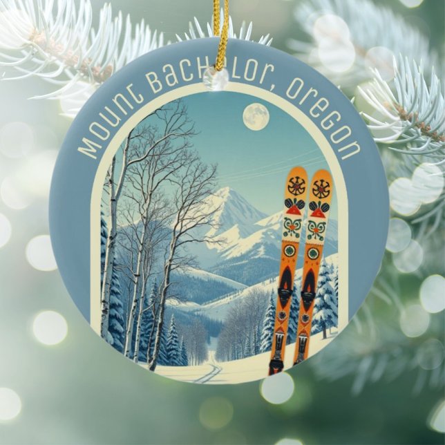 Mount Bachelor Oregon ski souvenir  Ceramic Ornament (Creator Uploaded)
