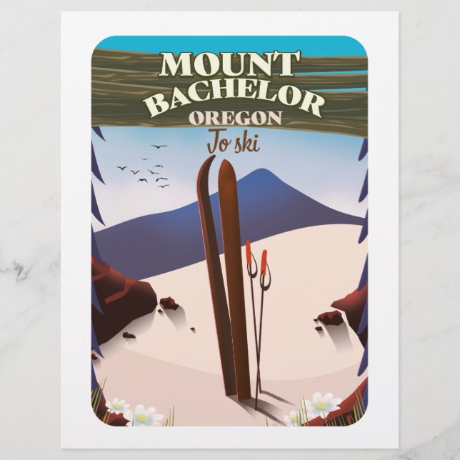 Mount Bachelor Oregon Ski travel poster Letterhead (Front)