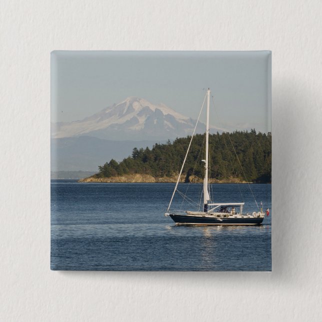 Mount Baker dominates landscape 2 Inch Square Button (Front)