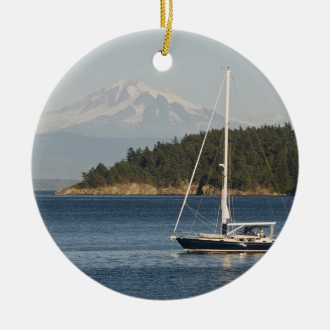 Mount Baker dominates landscape Ceramic Ornament (Front)