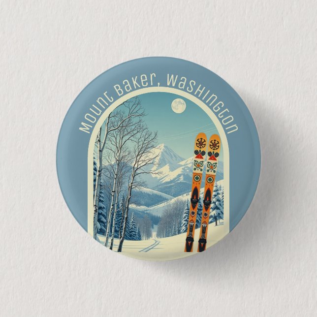 Mount Baker Washington Cascades ski souvenir  1 Inch Round Button (Front)