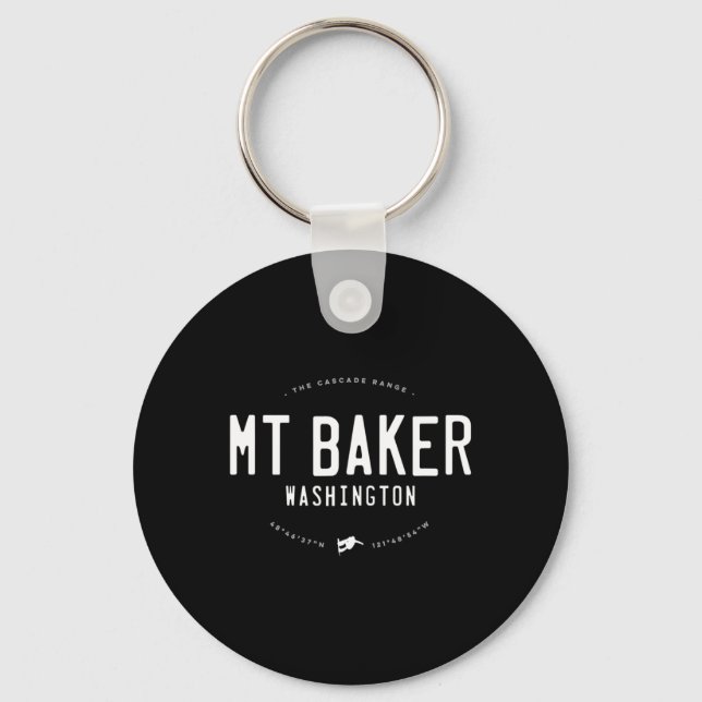 Mount Baker Washington Graphic Distressed Vintage  Keychain (Front)