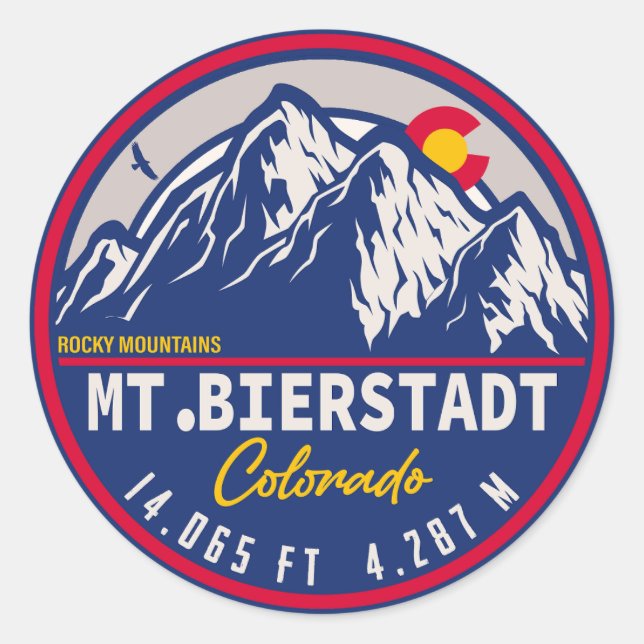 Mount Bierstadt - Colorado 14ers fourteener Sunset Classic Round Sticker (Front)