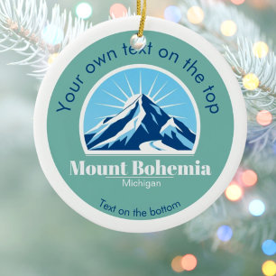 Mount Bohemia Michigan Christmas Blue Mountain Ceramic Ornament