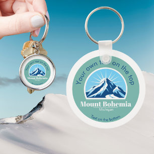 Mount Bohemia Michigan Christmas Blue Mountain Keychain