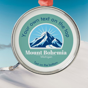 Mount Bohemia Michigan Christmas Blue Mountain Metal Ornament