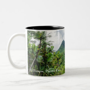Mount britton and el yunque landscape Two-Tone coffee mug