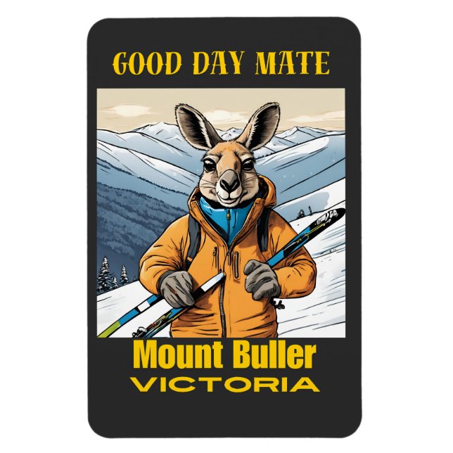 Mount Buller Australia Kangaroo Skier Magnet (Vertical)