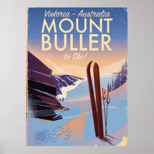 Mount Buller Australie affiche vintage Ski