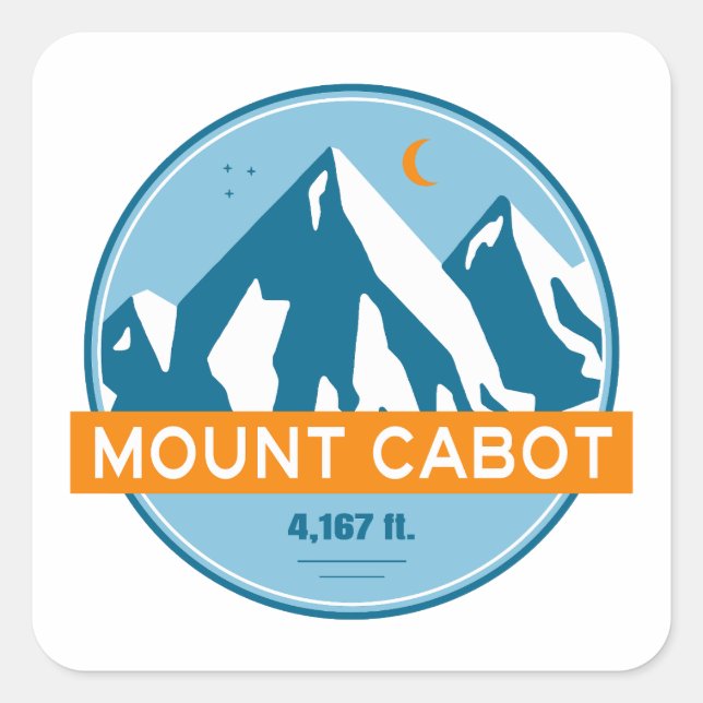 Mount Cabot New Hampshire Stars Moon Square Sticker (Front)