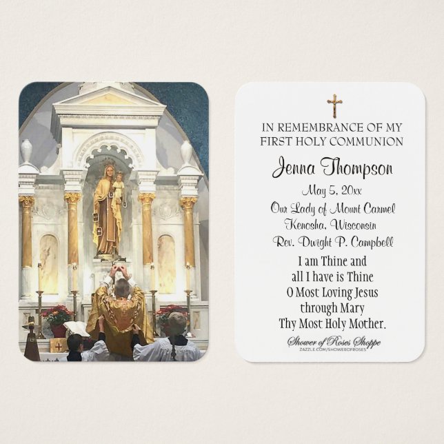 Mount Carmel First Holy Communion Remembrance Card (Front & Back)