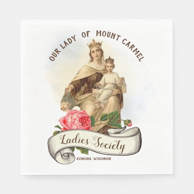 Mount Carmel Religious Catholic Jesus Scapular Napkin (Front)