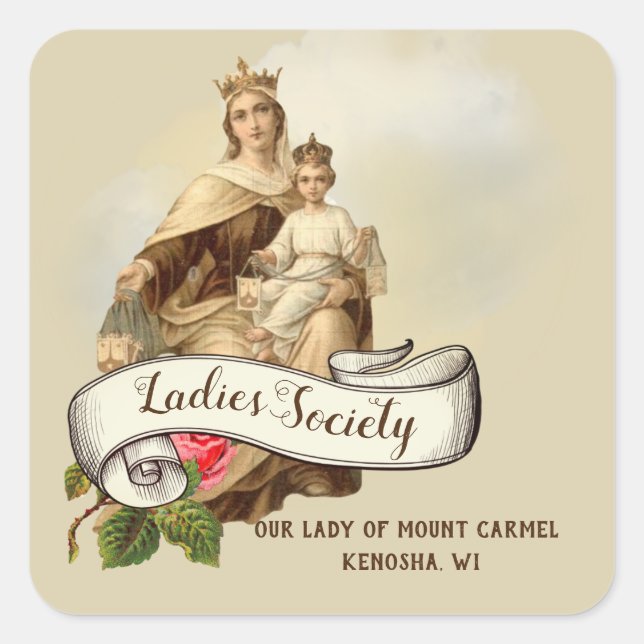Mount Carmel Religious Catholic Jesus Scapular Square Sticker (Front)