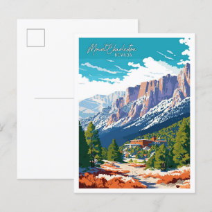 Mount Charleston Nevada USA vintage illustration Postcard