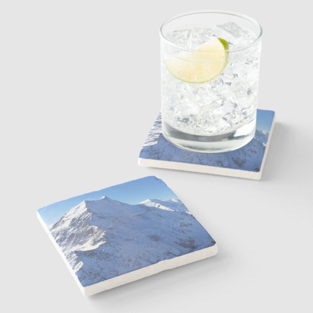 Mount Cook (Aoraki) Peak, New Zealand Stone Coaster (Side)