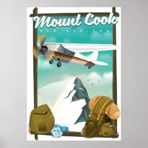 Mount Cook New Zealand travel poster