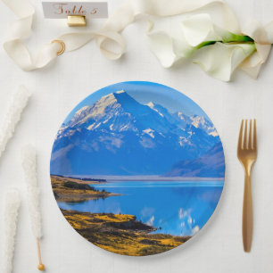 Mount Cook Overlooking Lake Pukaki, NZ Paper Plate