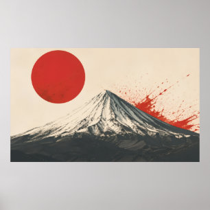 Mount Damavand Minimalist Wall Art – Red Sun Abstr
