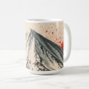 Mount Damavand Minimalist Wall Art – Red Sun Abstr Coffee Mug