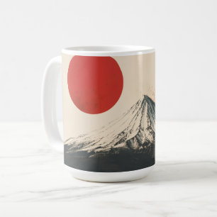 Mount Damavand Minimalist Wall Art – Red Sun Abstr Coffee Mug