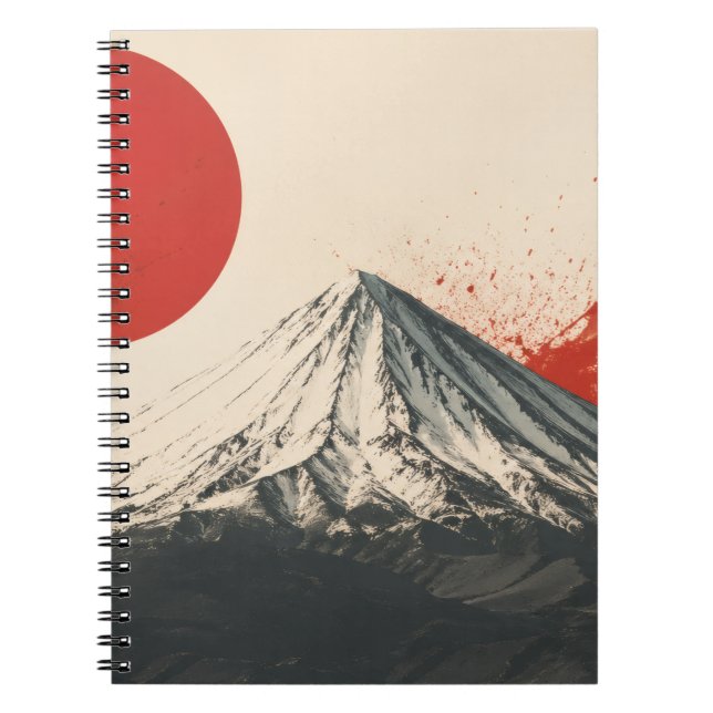 Mount Damavand Minimalist Wall Art – Red Sun Abstr Notebook (Front)