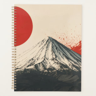 Mount Damavand Minimalist Wall Art – Red Sun Abstr Planner