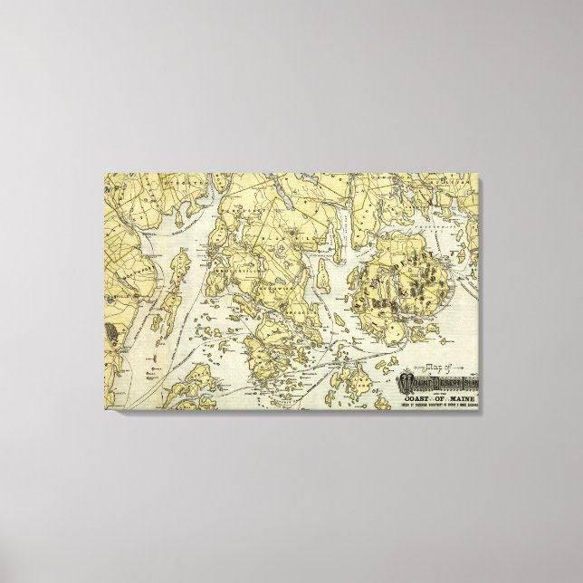 Mount Desert Island and Coast of Maine Map Canvas Print (Front)