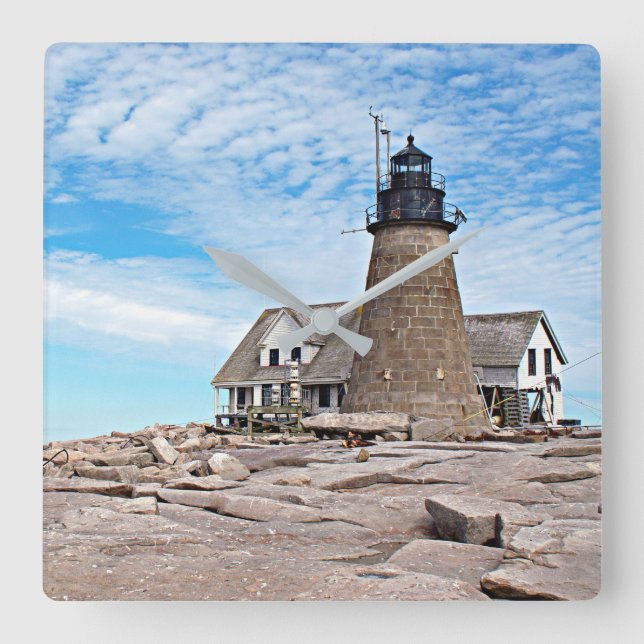 Mount Desert Rock Lighthouse, Maine Square Wall Clock (Front)