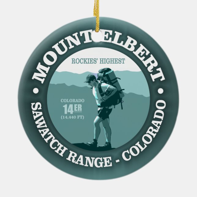 Mount Elbert Ceramic Ornament (Back)