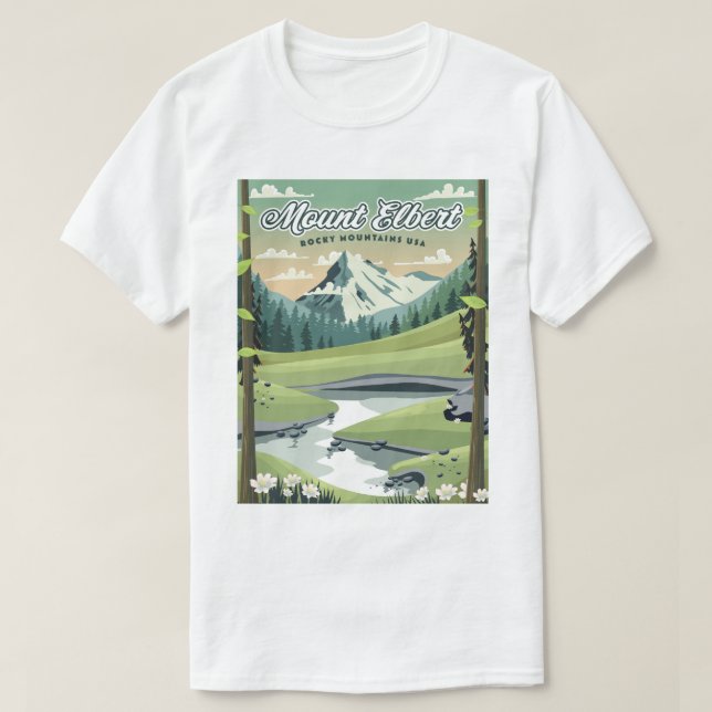 Mount Elbert Rocky Mountains Travel poster T-Shirt (Design Front)