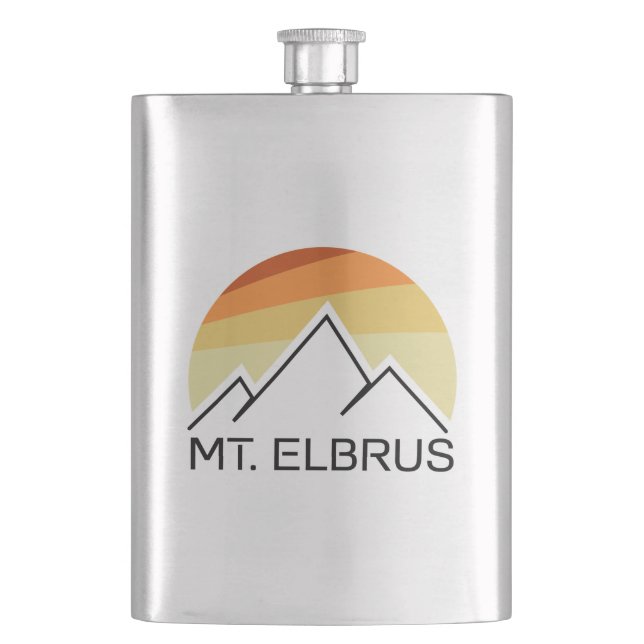 Mount Elbrus Russia Retro Hip Flask (Front)