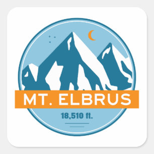 Mount Elbrus Russia Stars Moon Square Sticker