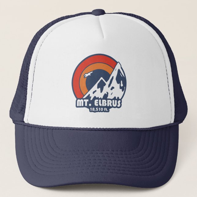 Mount Elbrus Russia Sun Eagle Trucker Hat (Front)