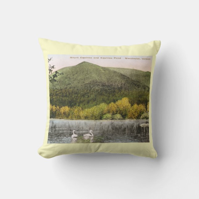 Mount Equinox, Manchester, Vermont Vintage Throw Pillow (Front)