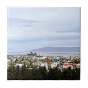Mount Esja Reykjavik Iceland Cityscape Photo Tile