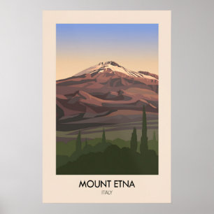 Mount Etna Italy Travel Poster