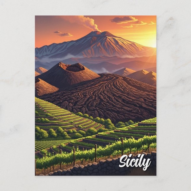 Mount Etna Sicily Italy Postcard (Front)