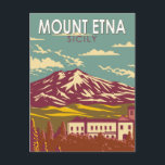 Mount Etna Sicily Travel Art Vintage Postcard<br><div class="desc">Mount Etna in a vector art style. Mount Etna is on the east coast of Sicily in between the cities of Messina and Catania Italy</div>
