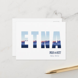 Mount Etna Volcano Smoking Evenning Postcard