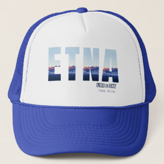 Mount Etna Volcano Smoking Evenning Trucker Hat