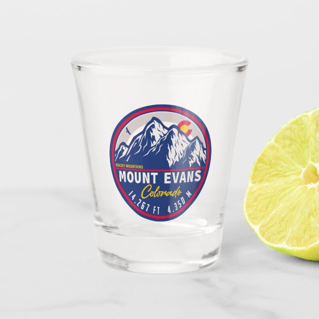 Mount Evans Colorado Retro Sunset Flag Souvenirs Shot Glass (Front)
