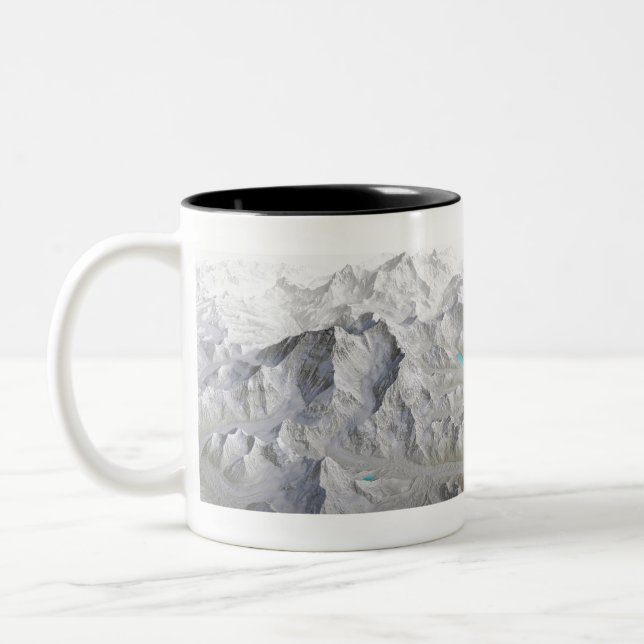 Mount Everest 3D Map No Labels Two-Tone Coffee Mug (Left)