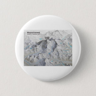 Mount Everest 3D Map with Labels 2 Inch Round Button