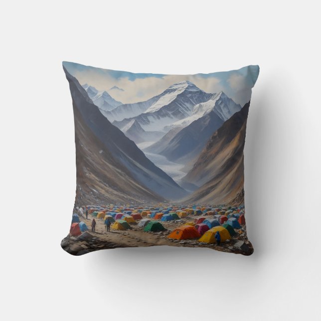 Mount Everest base camp, Nepal Throw Pillow (Front)
