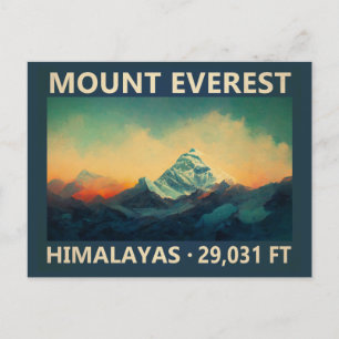 Mount Everest Himalayas Watercolor Vintage Postcard