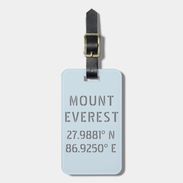 Mount Everest Latitude Longitude Luggage Tag (Front Vertical)