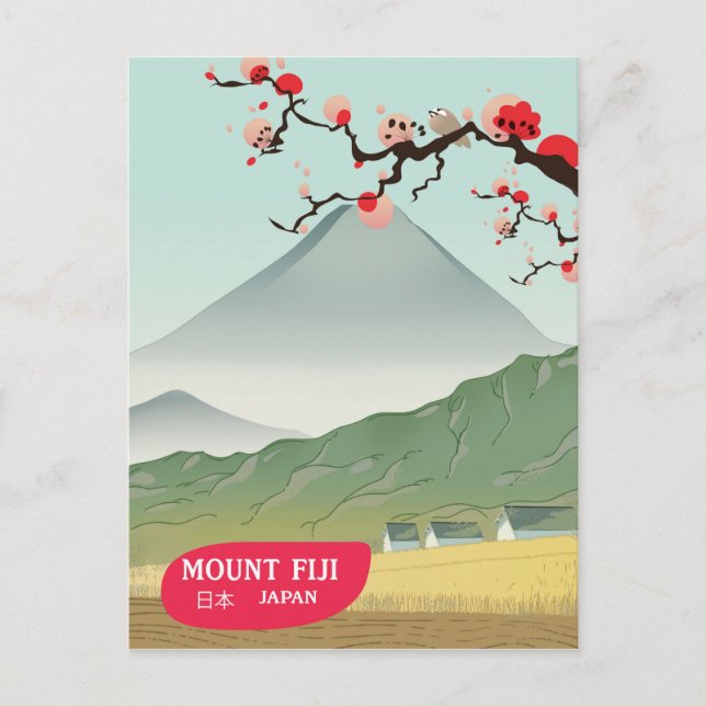 mount fiji Japan vintage travel print Postcard (Front)