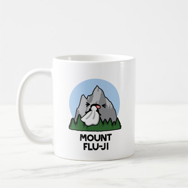 Mount Flu-ji Funny Mountain Pun  Coffee Mug (Left)