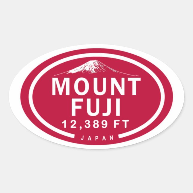 Mount Fuji 12,389 FT Japan Mountain Oval Sticker (Front)