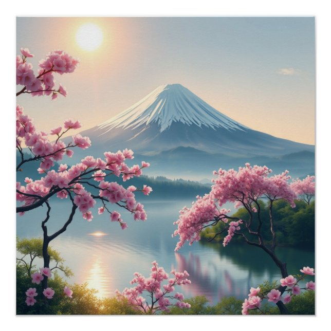 mount fuji and cherry blossoms poster (Front)